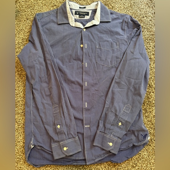 American Eagle Outfitters Navy Striped Shirt - Picture 1 of 2